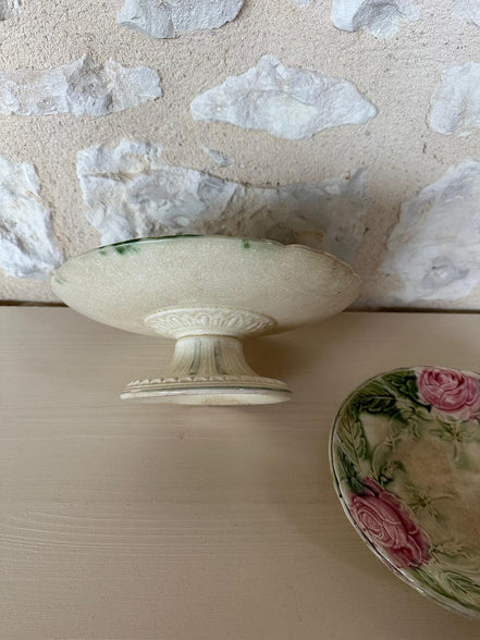 Barbotine Rose Cake Stand & Two Plates