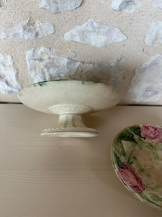 Barbotine Rose Cake Stand & Two Plates