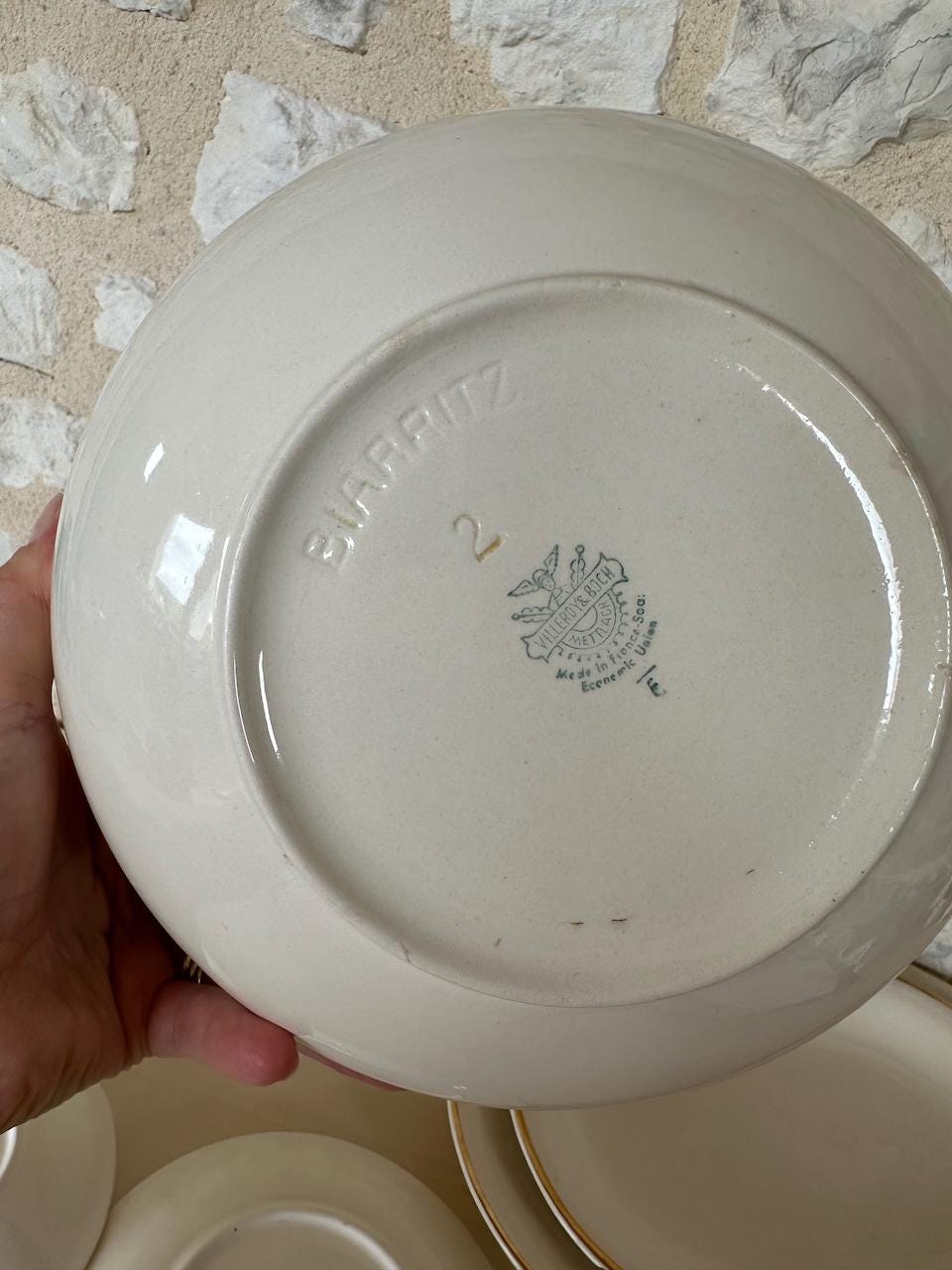 Vintage Villeroy & Boch Biarritz Serving Set: Cream Porcelain, Gold Trim
