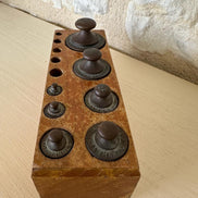 Vintage French Weights with Wooden Case