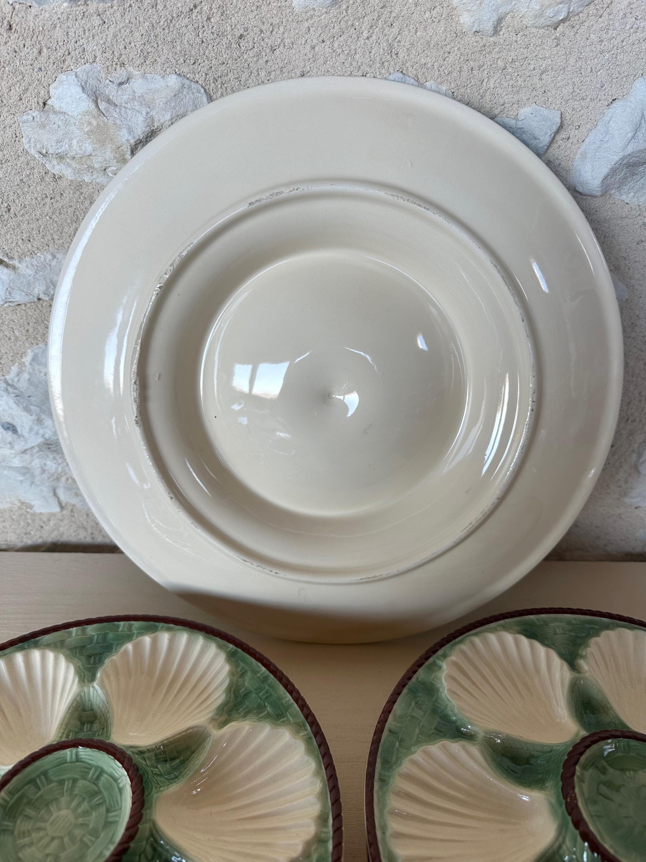Vintage French Longchamp Oyster Plates & Server Set