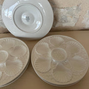 Rare Vintage Set of 5 French White Longchamp Oyster Plates