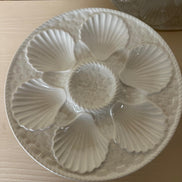 Rare Vintage French White Longchamp Oyster Plates & Server