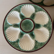 Vintage French Longchamp Oyster Plates & Server From the Mid 1900s