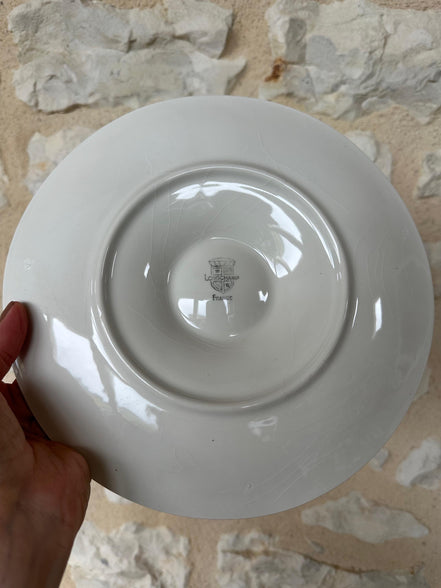 Rare Vintage French White Longchamp Oyster Plates & Server