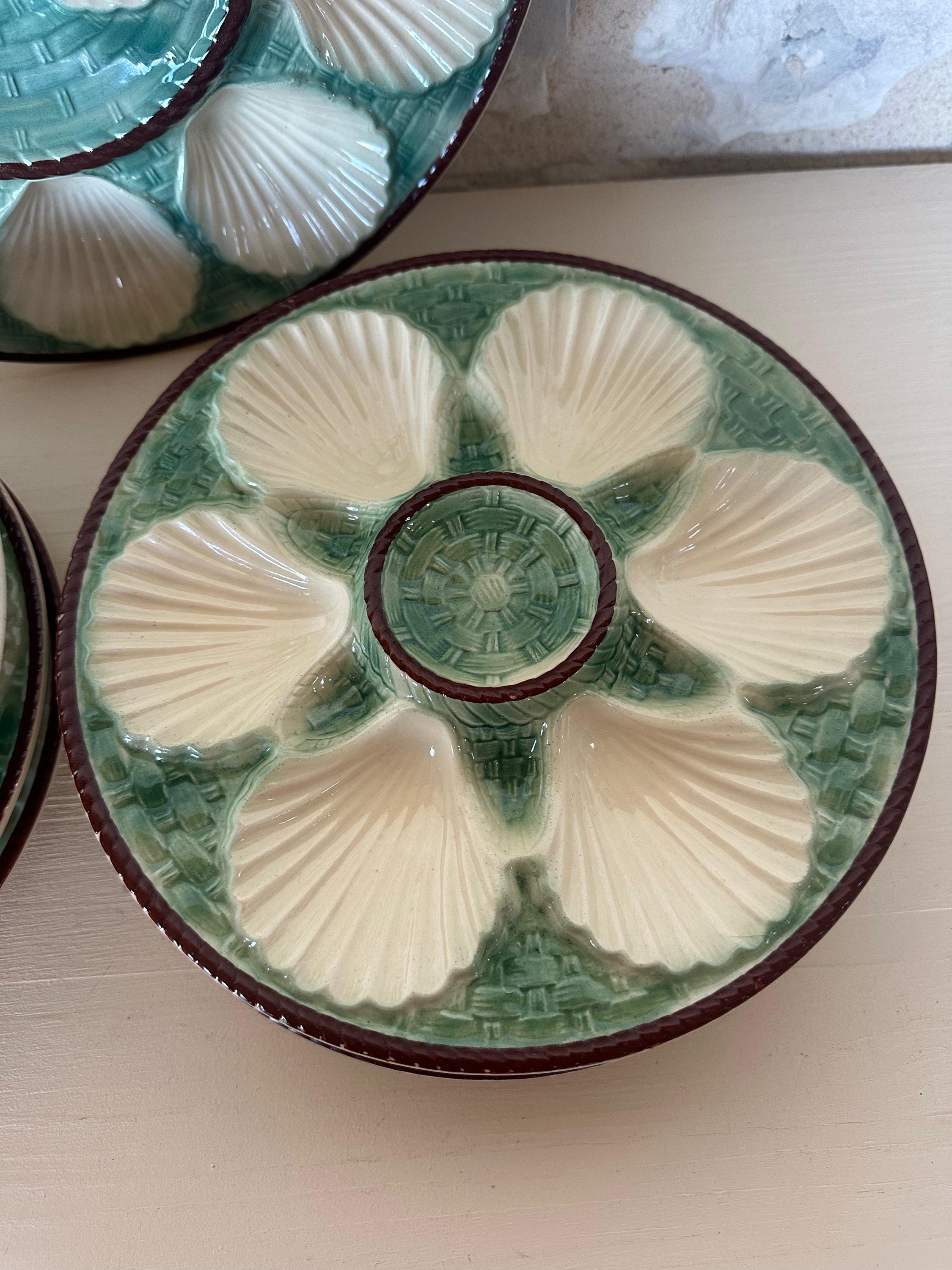 Vintage French Longchamp Oyster Plates & Server Set
