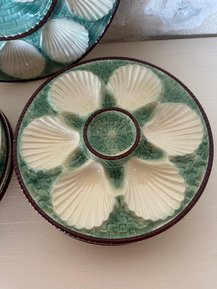 Vintage French Longchamp Oyster Plates & Server Set