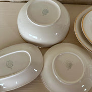 Vintage Villeroy & Boch Biarritz Serving Set: Cream Porcelain, Gold Trim