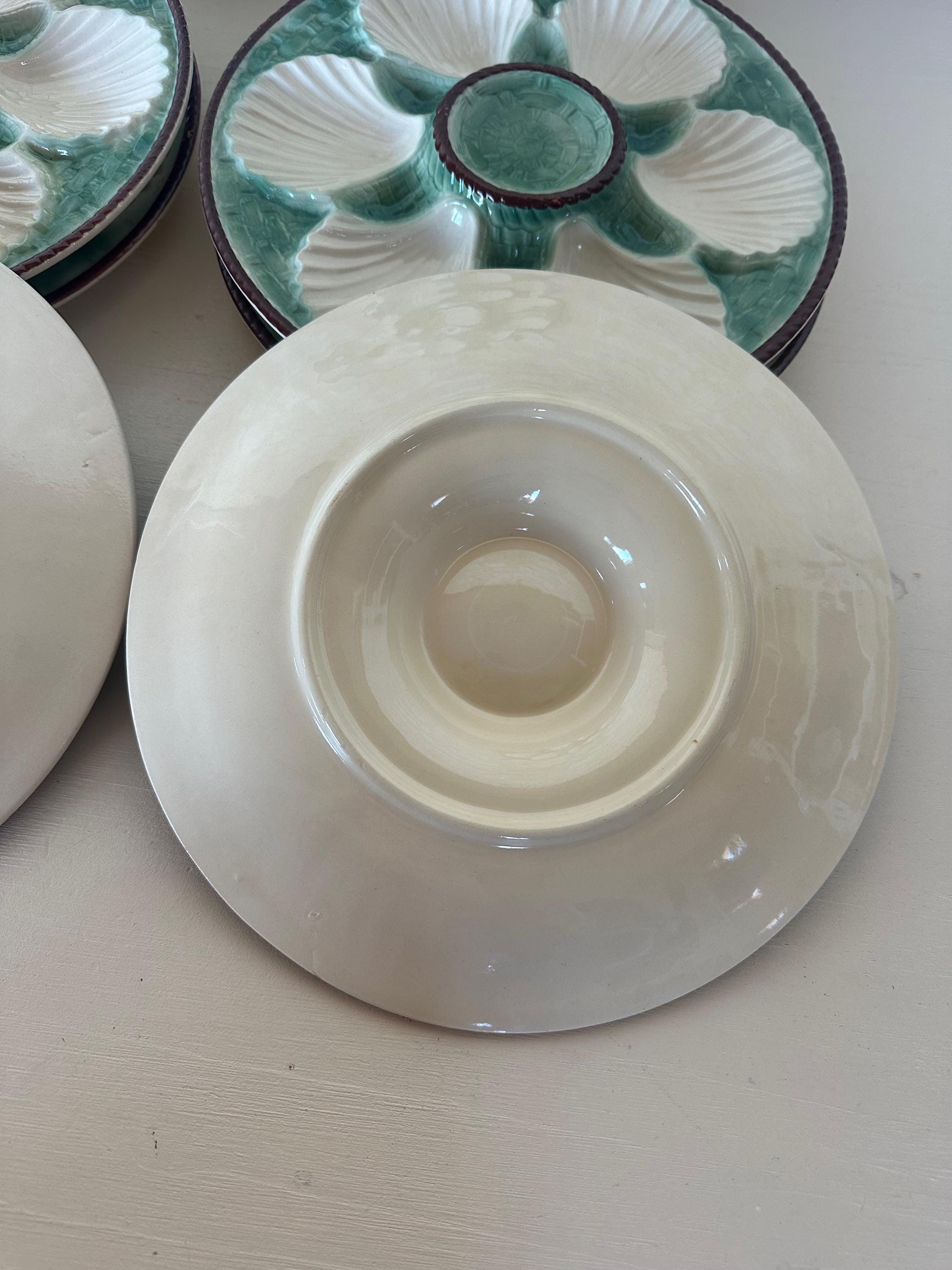 Vintage French Longchamp Oyster Plates & Server Set