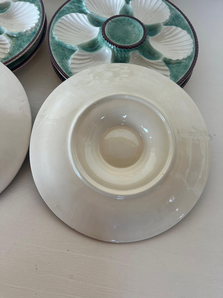 Vintage French Longchamp Oyster Plates & Server Set