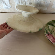 Barbotine Rose Cake Stand & Two Plates
