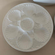 Rare Vintage Set of 5 French White Longchamp Oyster Plates
