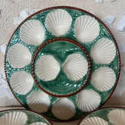 Vintage French Longchamp Oyster Plates & Server From the Mid 1900s
