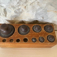 Vintage French Weights with Wooden Case