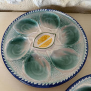 St Clement Oyster Plates: Hand-Painted French Majolica, Set of 6