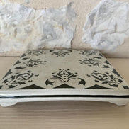 Antique French Footed Terre de Fer Hot Plate