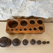 Vintage French Weights with Wooden Case