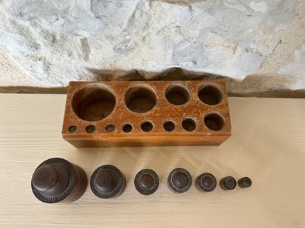 Vintage French Weights with Wooden Case