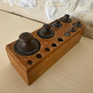 Vintage French Weights with Wooden Case