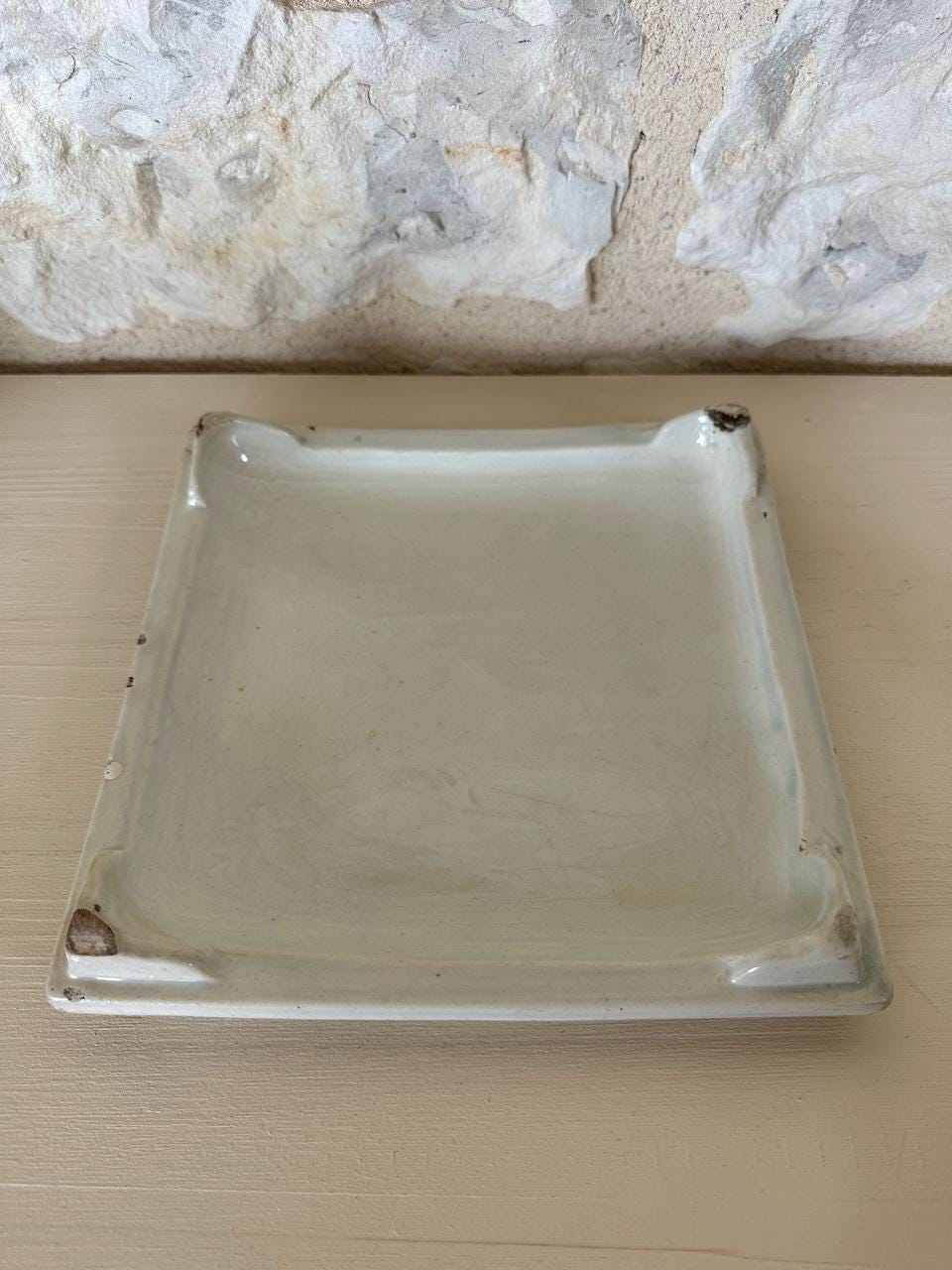 Antique French Footed Terre de Fer Hot Plate