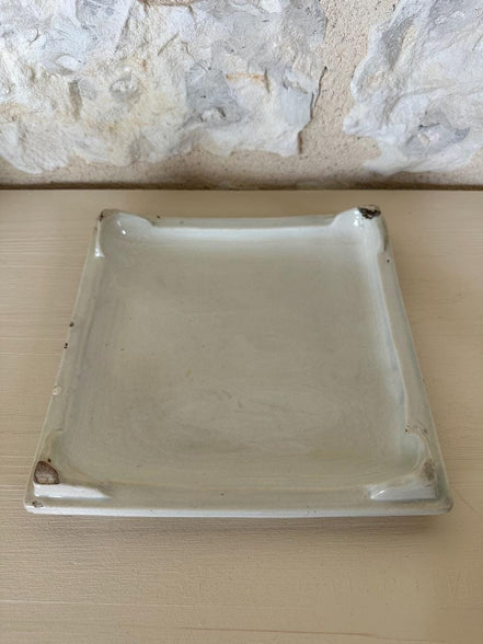 Antique French Footed Terre de Fer Hot Plate