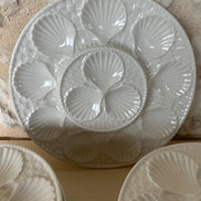 Rare Vintage French White Longchamp Oyster Plates & Server