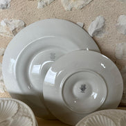 Rare Vintage French White Longchamp Oyster Plates & Server