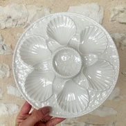 Rare Vintage Set of 5 French White Longchamp Oyster Plates