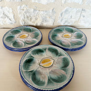 St Clement Oyster Plates: Hand-Painted French Majolica, Set of 6