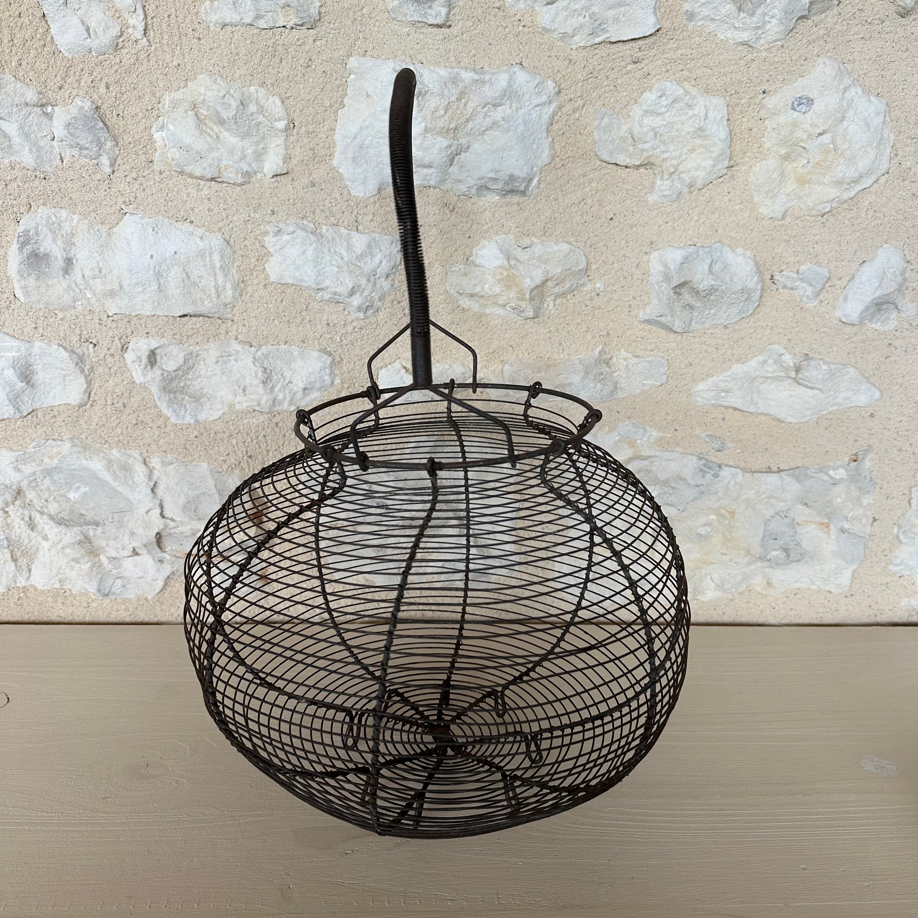 Large Antique French Wire Egg Basket