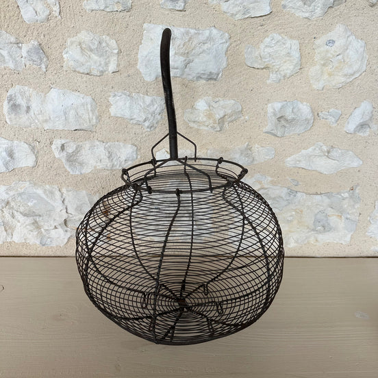 Large Antique French Wire Egg Basket