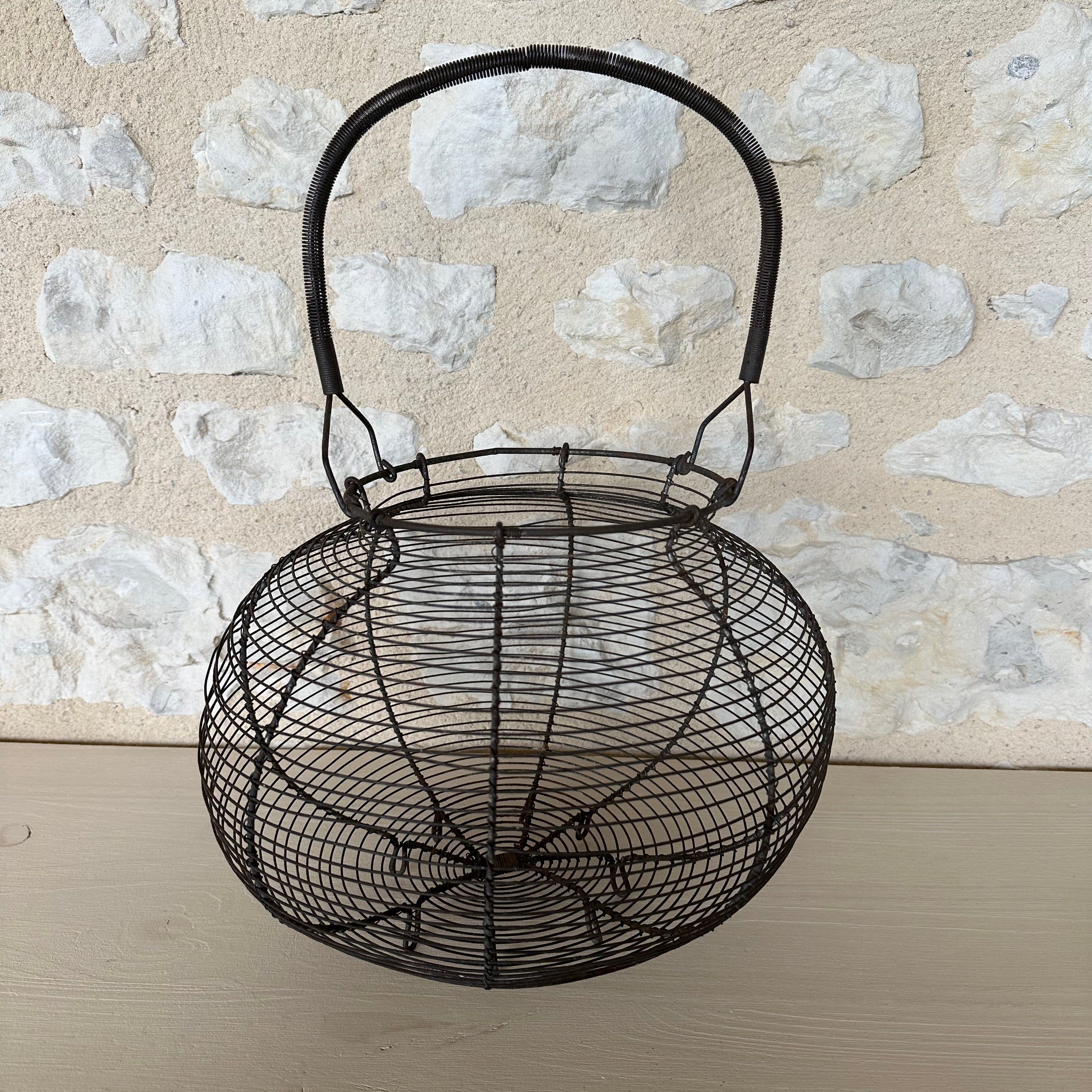 Large Antique French Wire Egg Basket