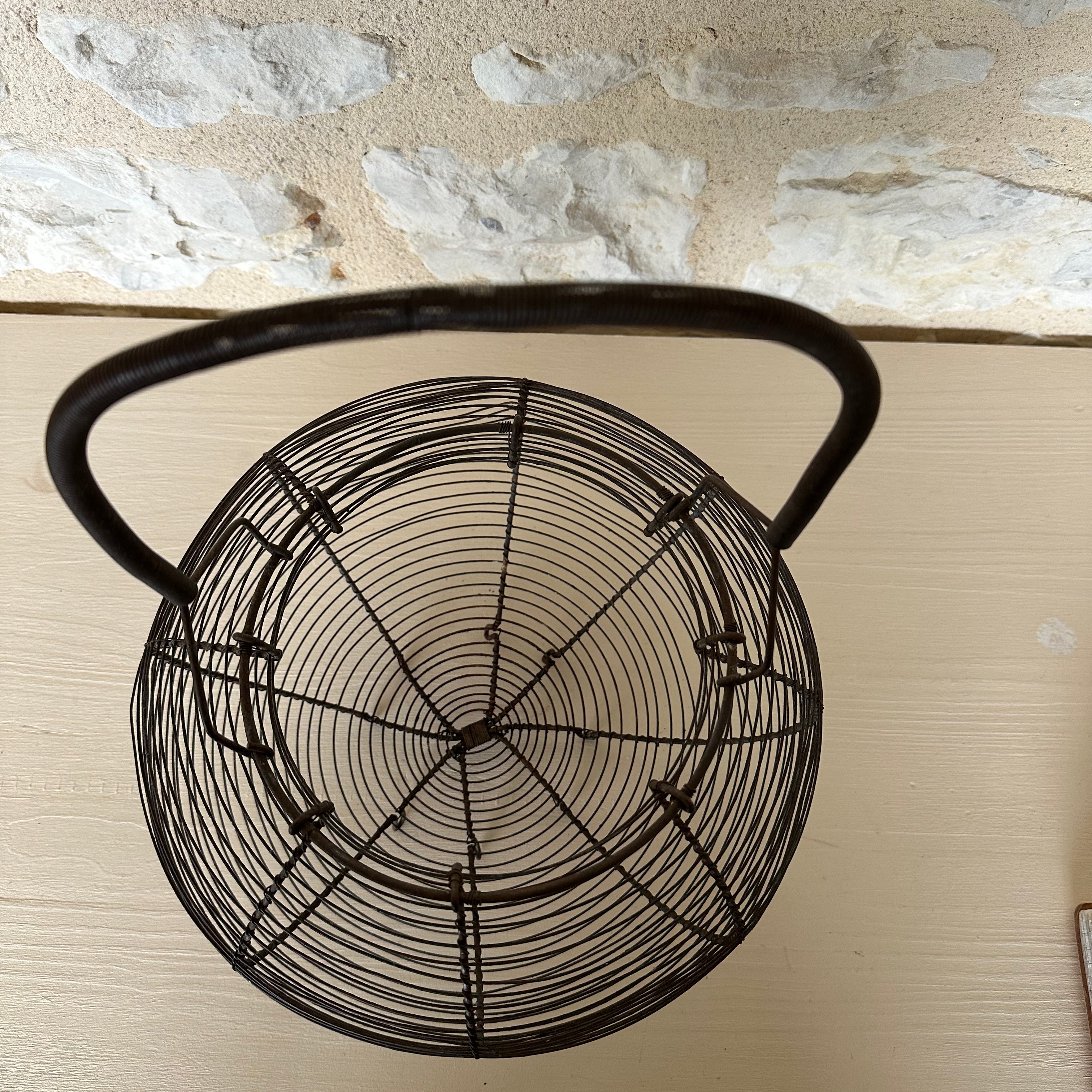 Large Antique French Wire Egg Basket