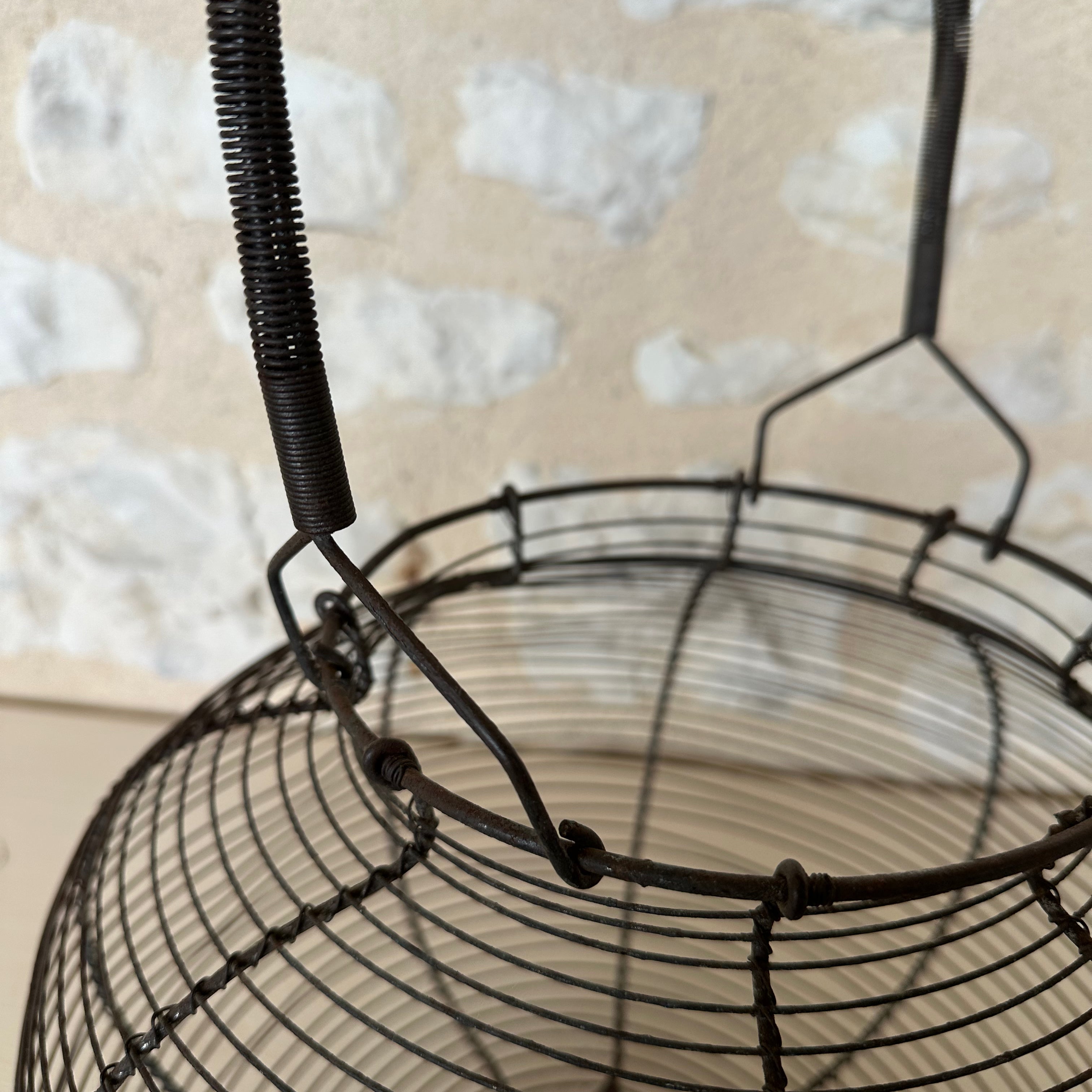 Large Antique French Wire Egg Basket