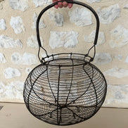 Large Antique French Wire Egg Basket