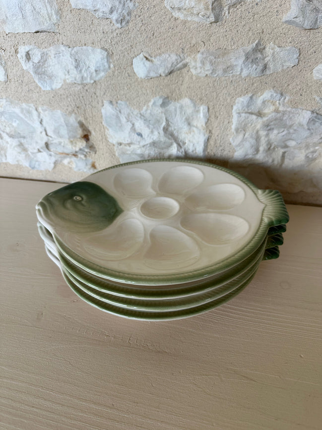 Set of Four Oyster Plates by Longwy France