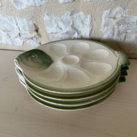 Set of Four Oyster Plates by Longwy France