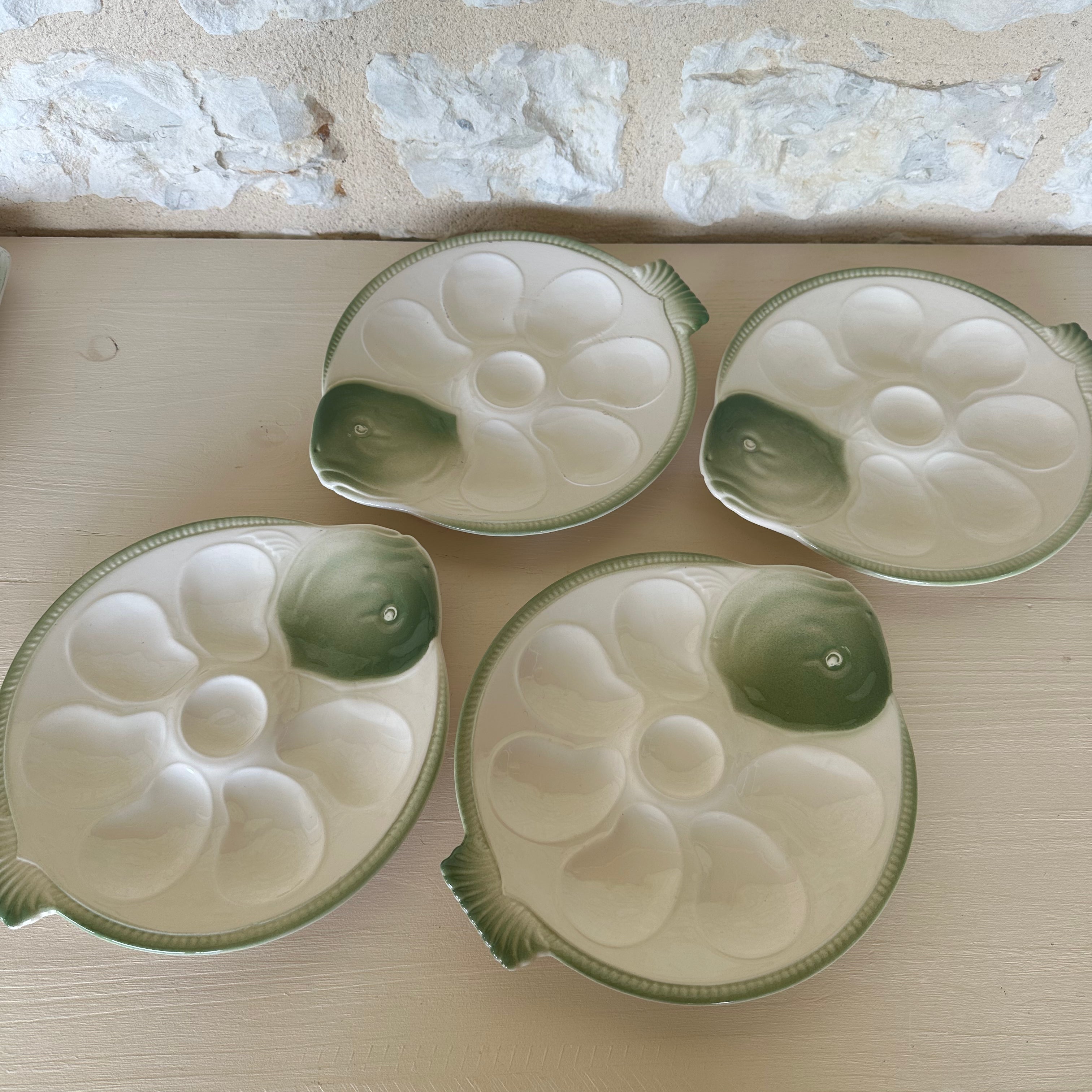 Set of Four Oyster Plates by Longwy France