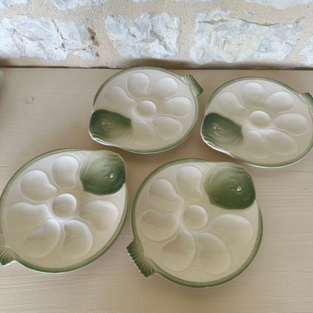 Set of Four Oyster Plates by Longwy France