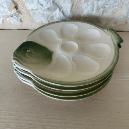 Set of Four Oyster Plates by Longwy France