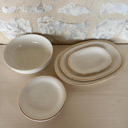 Vintage Villeroy & Boch Biarritz Serving Set: Cream Porcelain, Gold Trim