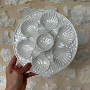Rare Vintage French White Longchamp Oyster Plates & Server