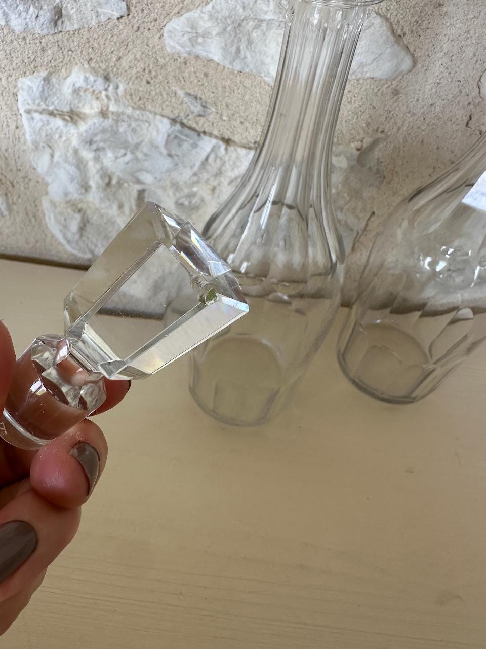 Pair of Crystal Baccarat Wine Carafes