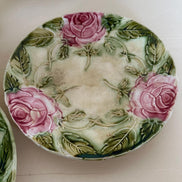Barbotine Rose Cake Stand & Two Plates