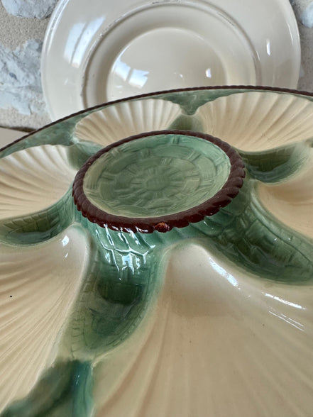 Vintage French Longchamp Oyster Plates & Server Set