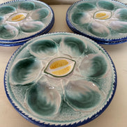 St Clement Oyster Plates: Hand-Painted French Majolica, Set of 6