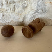 Vintage Hand Carved Floral Wooden Egg Cup with Egg