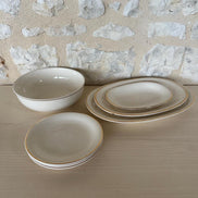 Vintage Villeroy & Boch Biarritz Serving Set: Cream Porcelain, Gold Trim