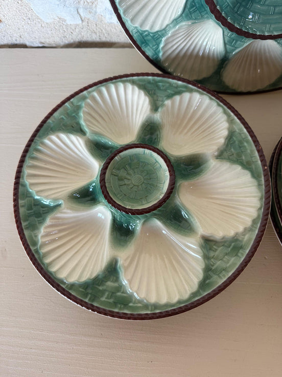 Vintage French Longchamp Oyster Plates & Server Set