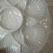 Rare Vintage Set of 5 French White Longchamp Oyster Plates